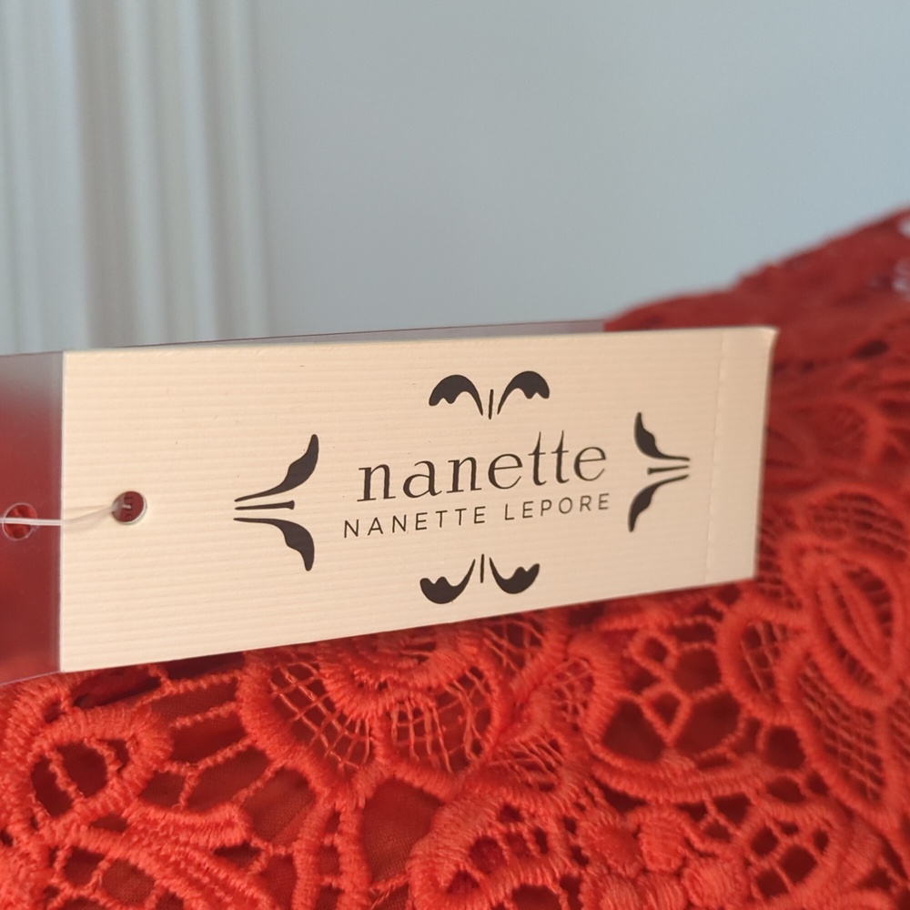 Nanette Lepore women's Crochet Sleeveless Blouse Red Sz Large - Picture 9 of 14